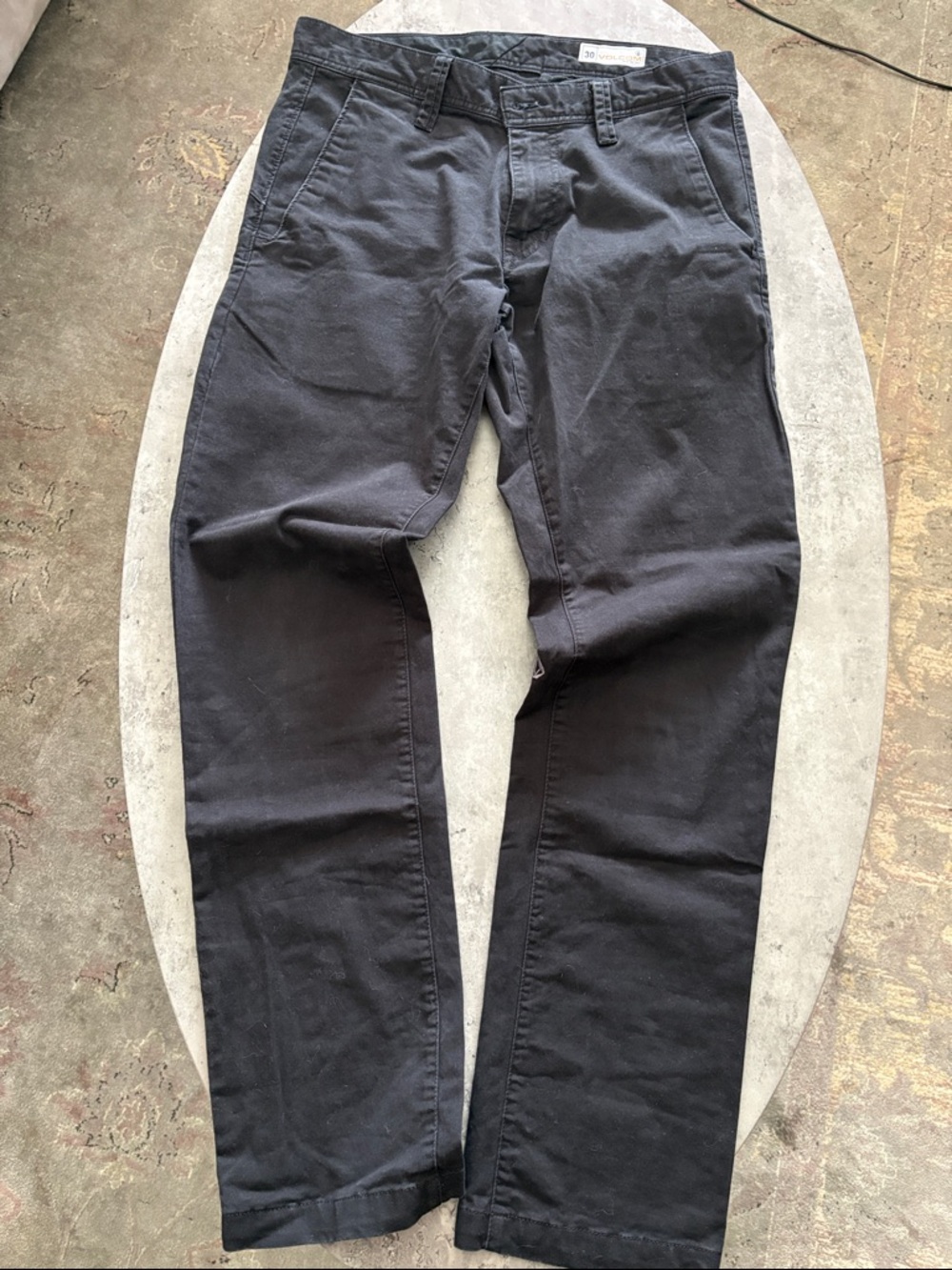 Volcom Slim Fit Chino Pants – Size 30 – Black/Charcoal – Worn-In Skate Style